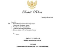 PJ Bupati Bekasi Terbitkan Surat Edaran Larangan Judol